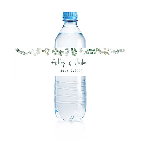 Personalisierte Eukalyptus Thema Hochzeit Wasserflasche Etiketten Satz von 30 Engagement Braut Dusche Party Geschenk