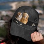 Personalized Vintage Style Cute Pet Photos Adjustable Baseball Cap with Names Sports Accessories Birthday Gift for Cat Dog Pet Lovers