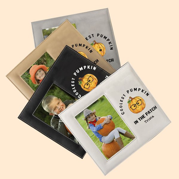 Personalisierte Cutest Coolest Sweetest Kürbis Leder Fotorahmen mit Namen für Wand oder Tisch Display Halloween Geburtstag Geschenk für Kinder