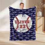 Personalized Basketball Football Baseball Soccer Sport Theme Soft Blanket with Number and Name Birthday Team Gift for Athletes Ball Sport Lovers