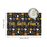 Personalisierte Geist Kürbisse Happy Halloween Satz von 4 12x18 Zoll Tischsets mit Namen Küche Esszimmer Dekor Trick oder behandeln Party Geschenk für