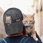 Personalized Vintage Style Cute Pet Photos Adjustable Baseball Cap with Names Sports Accessories Birthday Gift for Cat Dog Pet Lovers
