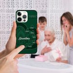 Personalized Faux Leather Heart Phone Case for iPhone with 1-10 Names Birthday Gift for Grandma Mom