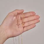 Personalized 5 Birthstones Cross Necklace Birthday Christian Gift for Women