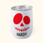 Personalized Multicolor Jack-O'-Lantern Pumpkin Skull 12oz Wine Tumbler with Name and Spill-proof Lid Birthday Halloween Gift for Family Friends