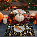 Personalisierte Geist Kürbisse Happy Halloween Satz von 4 12x18 Zoll Tischsets mit Namen Küche Esszimmer Dekor Trick oder behandeln Party Geschenk für