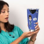 Personalized Multicolor Cartoon Nurse Uniform Stethoscope 20oz Tumbler with Name Straw Appreciation Birthday Gift for Nurse