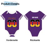 Personalisierter Mehrfarbiger Unisex Baby Strampler mit Deutschem Flagge Element und Nummer Nationalflagge Geburtstag Nationalfeiertag Jubel Geschenk