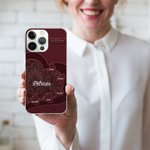 Personalized Faux Leather Heart Phone Case for iPhone with 1-10 Names Birthday Gift for Grandma Mom