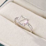 Personalised Minimalist Dainty Initial Ring with Birthstone Female Jewellery Anniversary Birthday Gift for Women