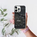 Personalized Faux Leather Heart Phone Case for iPhone with 1-10 Names Birthday Gift for Grandma Mom