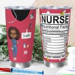 Personalized Multicolor Cartoon Nurse Uniform Stethoscope 20oz Tumbler with Name Straw Appreciation Birthday Gift for Nurse