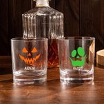 Personalized Jack-O'-Lantern 10oz Whisky Glasses with Name Birthday Halloween Grandparents Day Gift for Family Friends