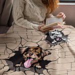 Personalisierte Frecher Hund- und Katze-im-Loch Decke mit 1-3 Namen Geburtstag Weihnachten Geschenk für Familie Kinder Tierliebhaber