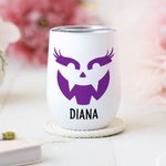 Personalized Multicolor Jack-O'-Lantern Pumpkin Skull 12oz Wine Tumbler with Name and Spill-proof Lid Birthday Halloween Gift for Family Friends