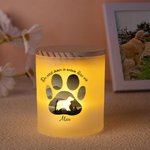 Personalisierte Hund-Silhouette Kerzenlampe aus Glas Regenbogenbrücke Pfote LED-Trauerkerze Erinnerungs- und Trauergeschenk für Tierliebhaber
