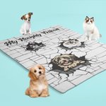 Coperta personalizzata Naughty Dog e Cat in the Hole con 1-3 nomi Regalo di Natale per la famiglia e per gli amanti degli animali.