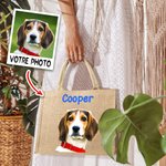 Sac en Jute Personnalisé avec Nom et Portrait de l'Animal Style Peinture à l'Huile Cadeau Anniversaire pour Amoureux d'Animaux de Compagnie