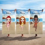 Personalisiertes Cartoon-Figur Name Strandtuch Super Saugfähiges Sandfreies Handtuch Badetuch Geburtstag Strand Pool Party Urlaub Geschenk für Familie
