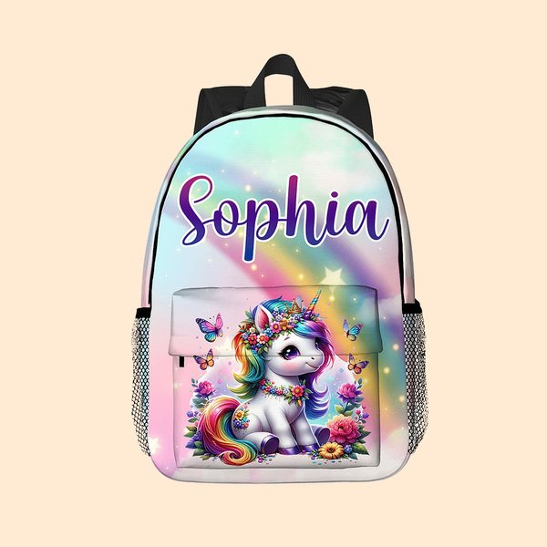 Gepersonaliseerde Leuke Fantasie Eenhoorn Kinderschoolrugzak met Naam Grote Capaciteit Dagelijks Gebruik Terug naar School Cadeau voor Kinderen