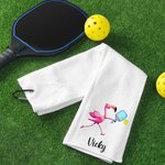 Personalisierte Baumwolle super saugfähig Flamingo Pickleball Waffel Handtuch mit Namen Geburtstag Geschenk für Sportliebhaber