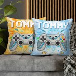 Personalized Multicolour Tie-dye Effect Gamepad Throw Pillow Cover with Name Gaming Elements Home Decor Birthday Gift for Kids Game Lovers