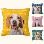 Housse de Coussin Personnalisée avec Photo et Nom Animaux Décoration de Canapé Cadeau Anniversaire pour Amoureux d'Animal de Compagnie