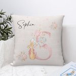Henkilökohtainen söpö Peter Rabbit Floral Initial Throw tyynyn kansi nimi Baby Shower syntymäpäivälahja vastasyntyneelle lapsi