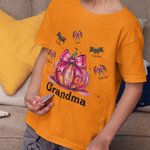 Personalized Pumpkins Coquette Bow Bats 100% Cotton Unisex Kid Adult T-shirt Halloween Thanksgiving Gift for Family