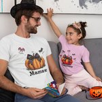 Personalized Pumpkins Coquette Bow Bats 100% Cotton Unisex Kid Adult T-shirt Halloween Thanksgiving Gift for Family