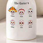Personalized Sugar Skull Family Ceramic Vase with 1-9 Names Home Decor Day of the Dead Gift for Mom Grandma