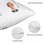 Personalized Birth Flower Cartoon Character Soft Throw Pillow Cover with 1-4 Names Sofa Decor Mother's Day Birthday Gift for Grandma Mom