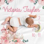 Suave manta de bebé personalizada con nombre, rosa, azul, floral, con foto, apta para la piel, regalo de baby shower para recién nacido