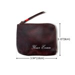 Personalized Vintage Vegetable Tanned Leather Mini Coin Handbag with Text Portable Travel Essentials Birthday Gift for Men Women