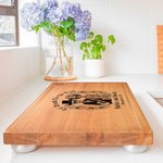 Tagliere in legno con teschio di zucchero personalizzato Til Death Do Us Part con nome inciso Giorno dei morti Regalo di nozze di Halloween per la cop