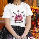 Personalized Pumpkins Coquette Bow Bats 100% Cotton Unisex Kid Adult T-shirt Halloween Thanksgiving Gift for Family