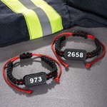 Personalised Thin Red Line Adjustable Handmade Braided Rope Bracelet with 3D Printing Badge Number Birthday Thank You Gift for Firefighter
