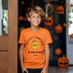 Personalized Coolest Pumpkin In The Patch 100% Cotton Kid T-shirt with Name Halloween Party Gift for Kids