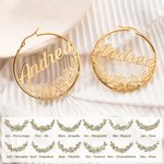 Boucles d'Oreilles Personnalisées avec Nom et Couronne Fleurs de Naissance Cadeau Anniversaire Fête Mariage pour Femme