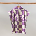 Personalised Multicolor Checkerboard Soft Quick Dry Hooded Beach Towel with Name Summer Vacation Travel Essentials Gift for Kids Family