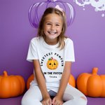 Personalized Coolest Pumpkin In The Patch 100% Cotton Kid T-shirt with Name Halloween Party Gift for Kids