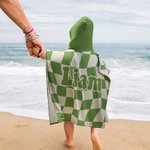 Personalised Multicolor Checkerboard Soft Quick Dry Hooded Beach Towel with Name Summer Vacation Travel Essentials Gift for Kids Family