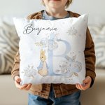 Henkilökohtainen söpö Peter Rabbit Floral Initial Throw tyynyn kansi nimi Baby Shower syntymäpäivälahja vastasyntyneelle lapsi