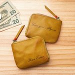 Personalized Vintage Vegetable Tanned Leather Mini Coin Handbag with Text Portable Travel Essentials Birthday Gift for Men Women