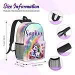Zaino scolastico per bambini con nome, personalizzato, fantasia e unicorno, grande capacità, uso quotidiano, regalo di ritorno a scuola per le bambine e le ragazze.