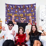 Arazzo personalizzato Ghost Witch Pumpkin Spider Web Trick or Treat con nome Room Decor Regalo di Halloween per amici di famiglia