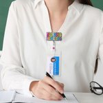 Personalized Glitter Dalmatian Dots Retractable Badge Reel with Lanyard Officer Accessories Birthday Appreciation Gift for Nurse Teacher