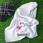 Personalisierte Baumwolle super saugfähig Flamingo Pickleball Waffel Handtuch mit Namen Geburtstag Geschenk für Sportliebhaber