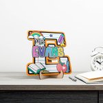 Personalized Wooden Rainbow Pencil Apple Teacher Name Initial Door Sign Classroom Decor Appreciation Gift for Teacher