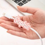 Personalized 3D Printed Coquette Bow Name Cable Protector with 1.5m Charging Cable for iPhone Micro USB Type C Phone Accessory Gift for Women Girls